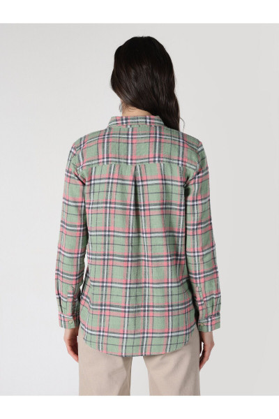 Regular Fit Ekoseli Yeşil Kadın Uzun Kol Gömlek Cl1061054 Regular Fit Ekoseli Yeşil Kadın Uzun Kol Gömlek Cl1061054