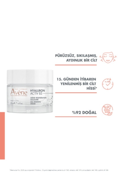 Hyaluron Activ B3 Hyaluronik Asit ve Niacinamid İçerikli Hücre Yenilemeye Yardımcı Krem 50 ml Hyaluron Activ B3 Hyaluronik Asit ve Niacinamid İçerikli Hücre Yenilemeye Yardımcı Krem 50 ml