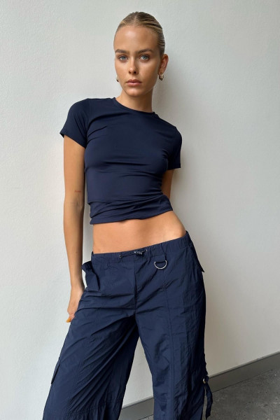 Lacivert Bisiklet Yaka Basic Kadın Tişört Mg1725 Lacivert Bisiklet Yaka Basic Kadın Tişört Mg1725