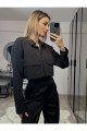 Milly Çift Cepli Crop Siyah Gömlek Milly Çift Cepli Crop Siyah Gömlek