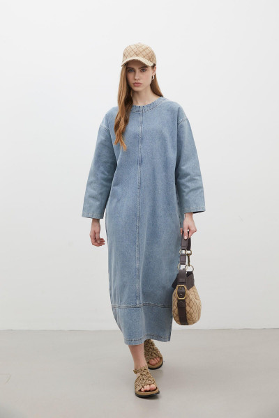 OVERSIZE DENİM ELBİSE MAVİ OVERSIZE DENİM ELBİSE MAVİ