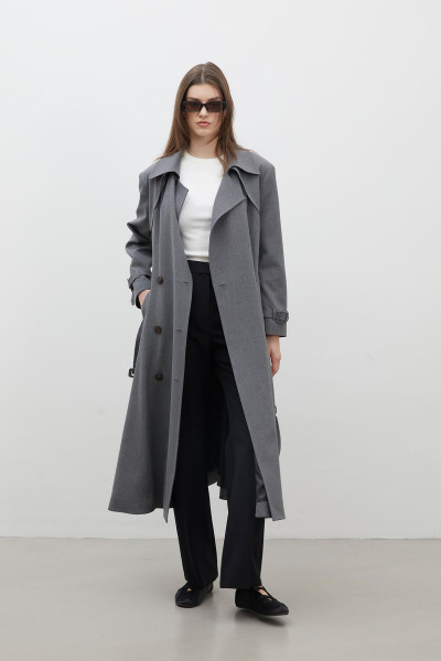 PARIS OVERSIZE KRUVAZE TRENÇKOT GRİ PARIS OVERSIZE KRUVAZE TRENÇKOT GRİ