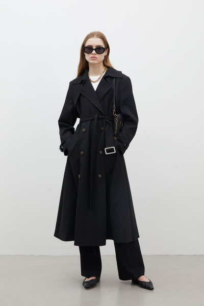 PARIS OVERSIZE KRUVAZE TRENÇKOT SİYAH PARIS OVERSIZE KRUVAZE TRENÇKOT SİYAH