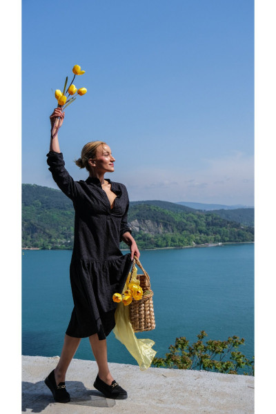 Kadın Women Dress Uzun Kollu Siyah Maxi Elbise - Angel Kadın Women Dress Uzun Kollu Siyah Maxi Elbise - Angel