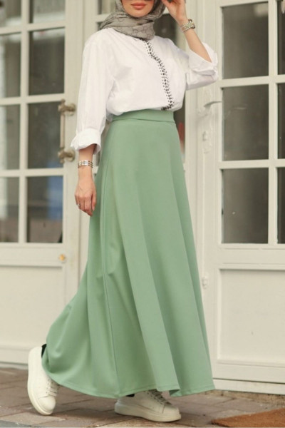 Puf Scuba Kloş Etek 771 - Mint Puf Scuba Kloş Etek 771 - Mint