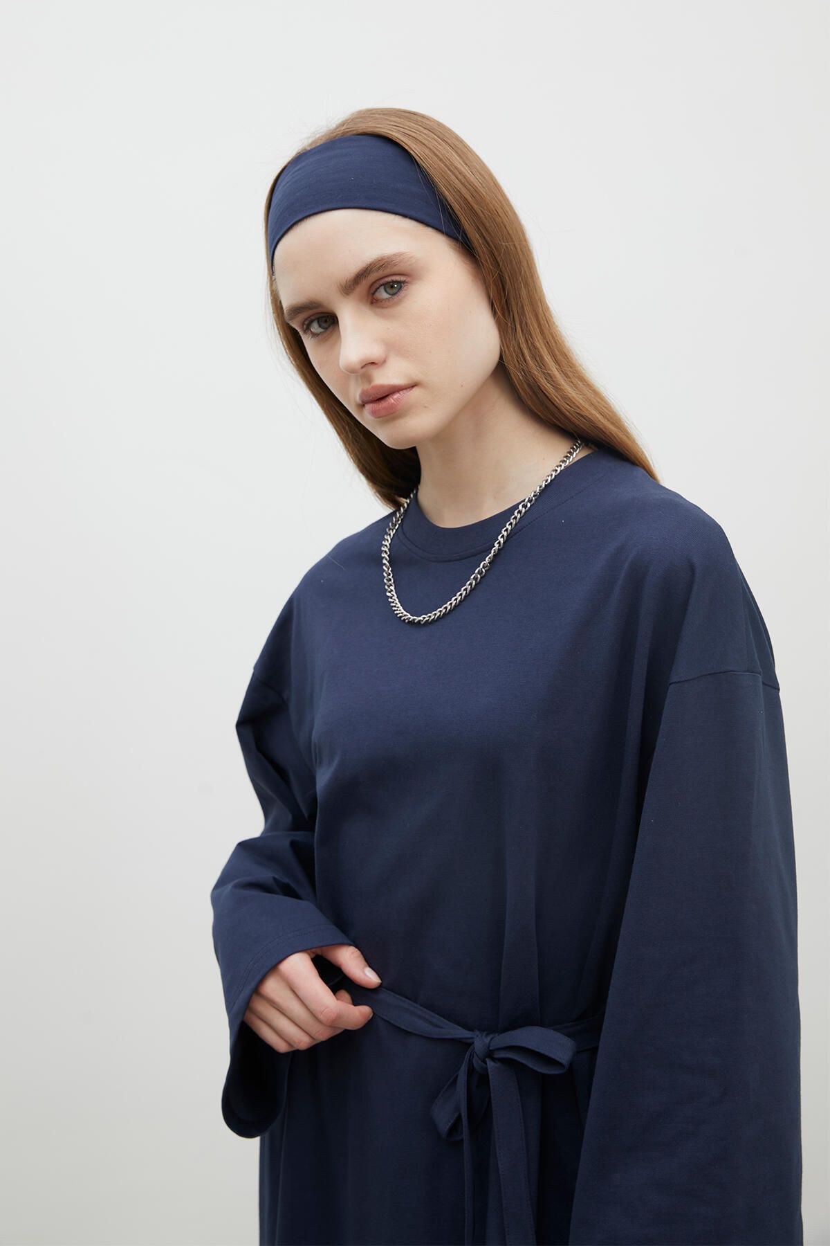 OVERSIZE PAMUKLU ELBİSE LACİVERT OVERSIZE PAMUKLU ELBİSE LACİVERT