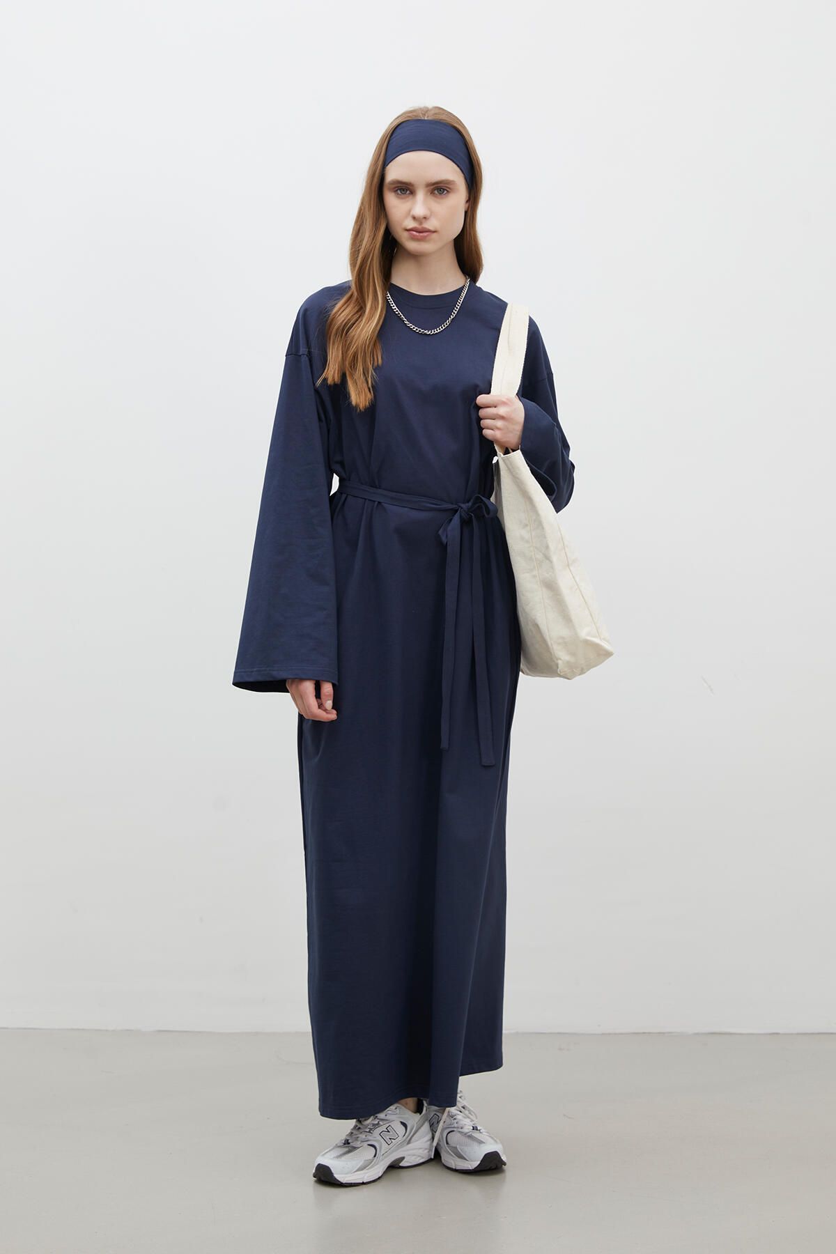 OVERSIZE PAMUKLU ELBİSE LACİVERT OVERSIZE PAMUKLU ELBİSE LACİVERT