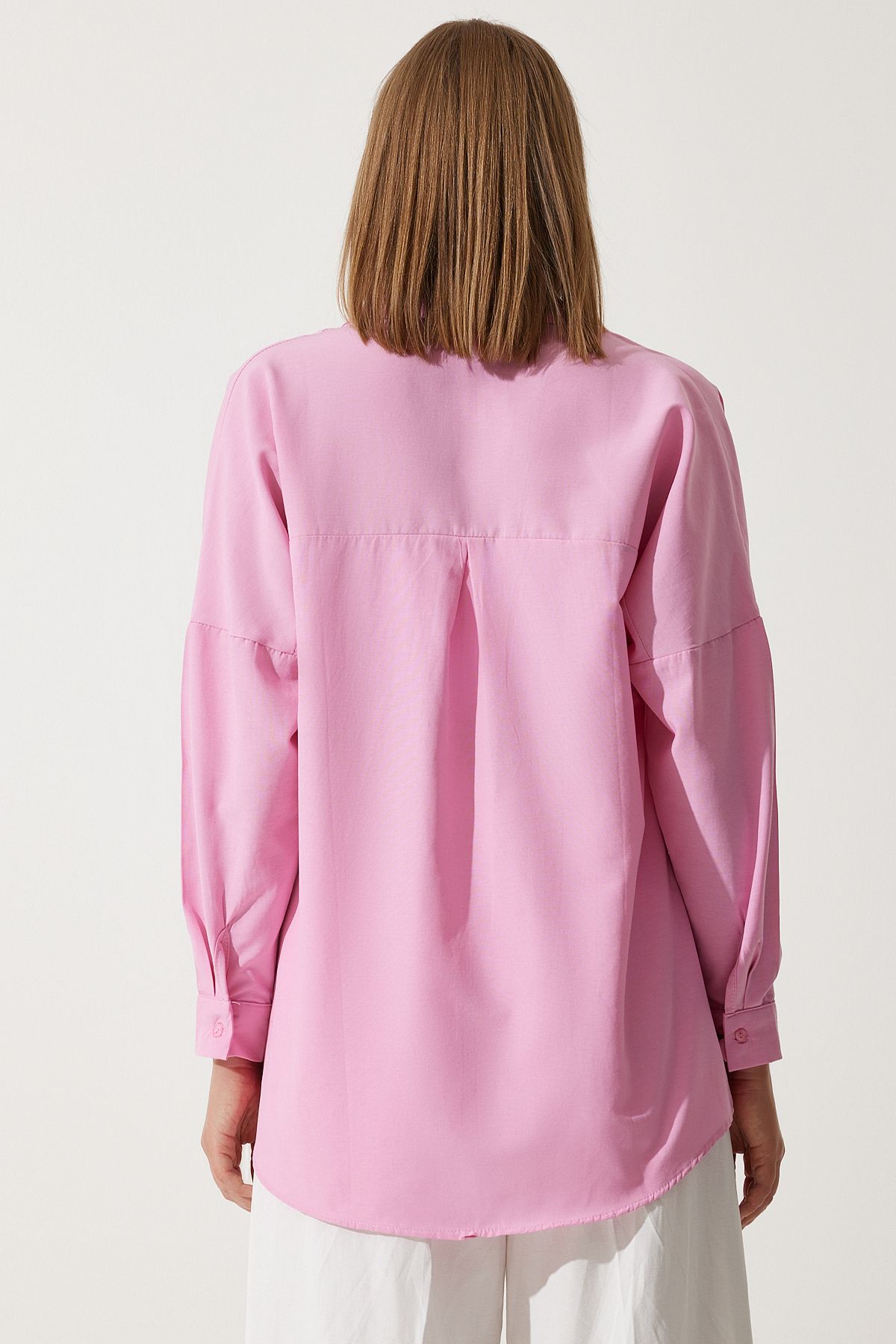 Kadın Pembe Oversize Uzun Basic Gömlek DD00842 Kadın Pembe Oversize Uzun Basic Gömlek DD00842