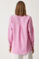 Kadın Pembe Oversize Uzun Basic Gömlek  DD00842