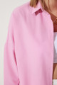 Kadın Pembe Oversize Uzun Basic Gömlek  DD00842