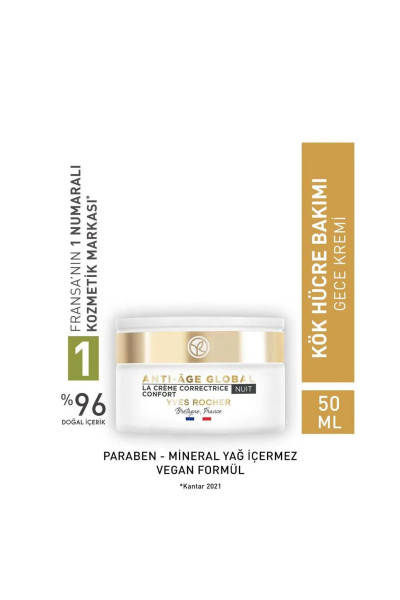 Gece Kremi - Yenileyici Yaşlanma Karşıtı Bitkisel Kök Hücre Bakımı / Anti-Age Global-50 ml Gece Kremi - Yenileyici Yaşlanma Karşıtı Bitkisel Kök Hücre Bakımı / Anti-Age Global-50 ml
