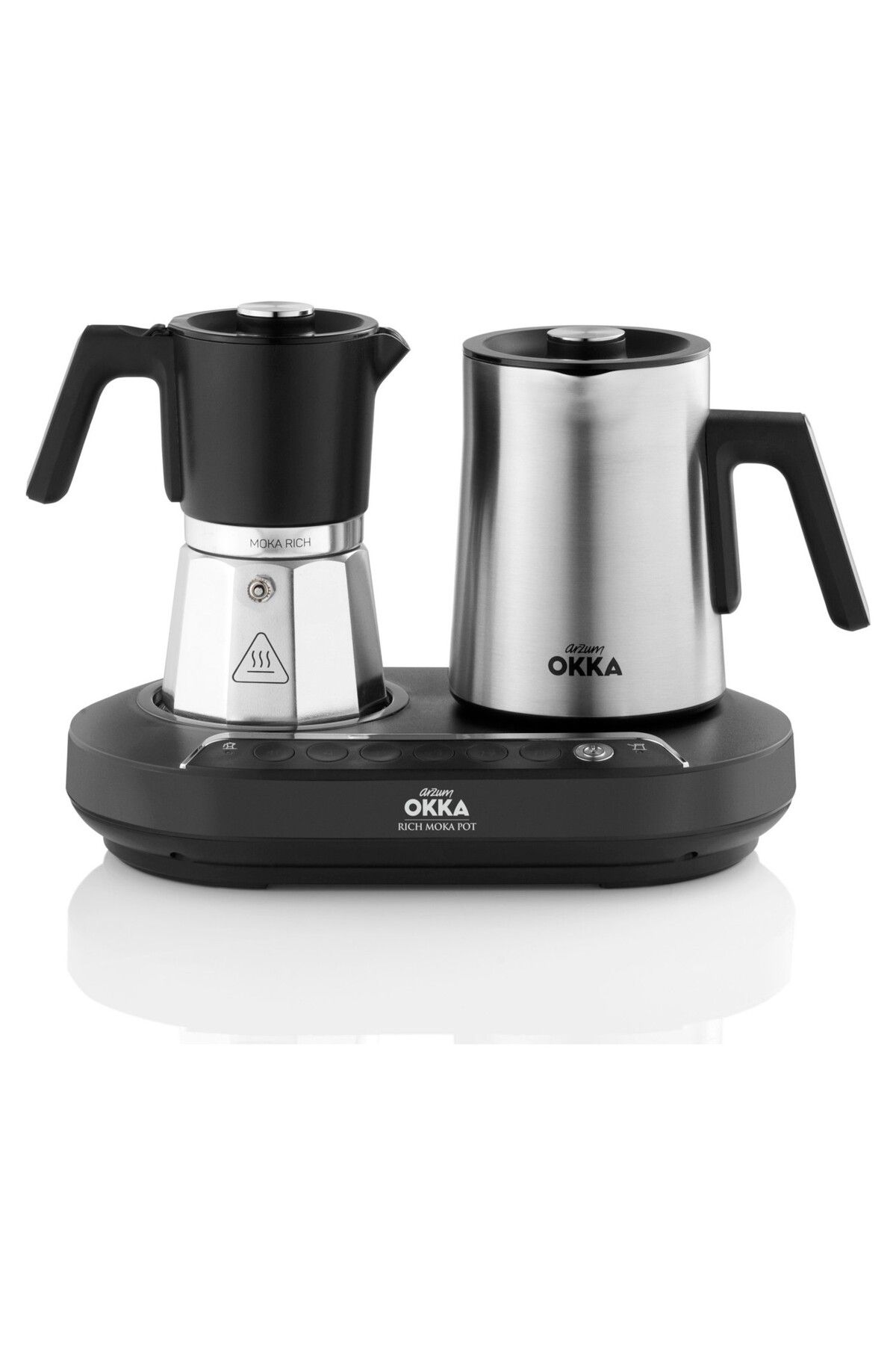 Okka Rich Moka Pot Karıştırıcılı Metal Italyan ve Türk Kahve Makinesi - Krom Okka Rich Moka Pot Karıştırıcılı Metal Italyan ve Türk Kahve Makinesi - Krom