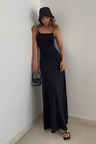 KADIN SİYAH TREND OYHO ASKILI ELBİSE KADIN SİYAH TREND OYHO ASKILI ELBİSE