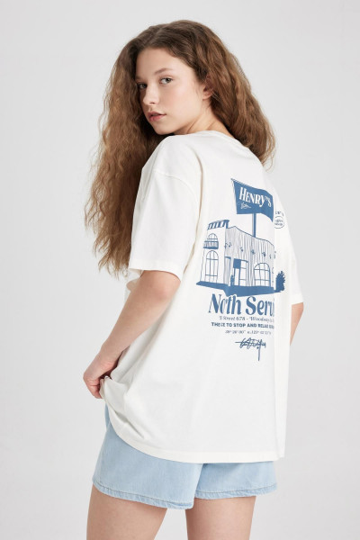 Oversize Fit Bisiklet Yaka Sırt Baskılı Kısa Kollu Tişört C5959AX24SM Oversize Fit Bisiklet Yaka Sırt Baskılı Kısa Kollu Tişört C5959AX24SM