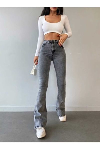 Zynpumem Füme İspanyol Paça Likralı Esnek Yüksek Bel Pantolon Jean (Exstra Rahat) Zynpumem Füme İspanyol Paça Likralı Esnek Yüksek Bel Pantolon Jean (Exstra Rahat)