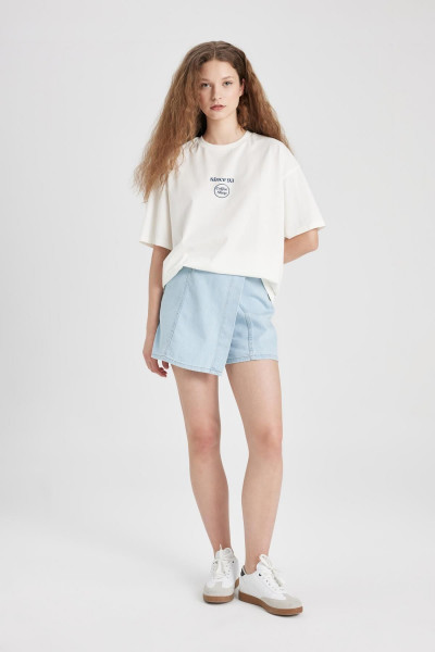 Oversize Fit Bisiklet Yaka Sırt Baskılı Kısa Kollu Tişört C5959AX24SM Oversize Fit Bisiklet Yaka Sırt Baskılı Kısa Kollu Tişört C5959AX24SM