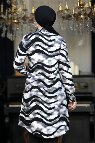 Viskon Tunik Sarmal Zebra Desen Düğmeli Tunik Pamuklu Tunik Diz Üstü Tunik Viskon Tunik Sarmal Zebra Desen Düğmeli Tunik Pamuklu Tunik Diz Üstü Tunik