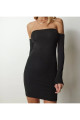 Kadın Siyah Mini Straplez Dalgıç Elbise Kadın Siyah Mini Straplez Dalgıç Elbise