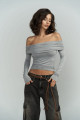 Mai Collection Alonzo Carmen Yaka Uzun Kollu Gri Bluz Mai Collection Alonzo Carmen Yaka Uzun Kollu Gri Bluz