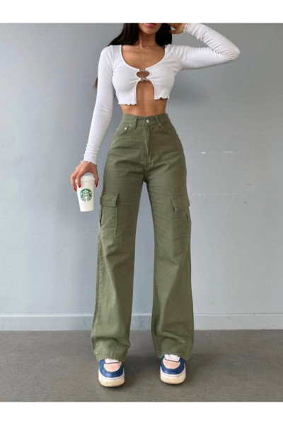 Mood Wide Leg Haki Kargo Cep Palazzo Kot Pantolon Jean1 Mood Wide Leg Haki Kargo Cep Palazzo Kot Pantolon Jean1