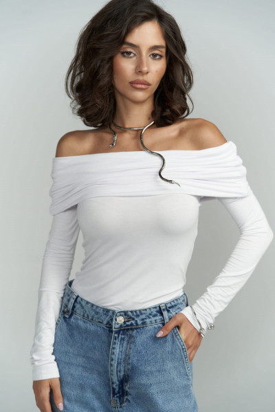 Mai Collection Alonzo Carmen Yaka Uzun Kollu Beyaz Bluz Mai Collection Alonzo Carmen Yaka Uzun Kollu Beyaz Bluz