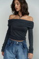 Mai Collection Alonzo Carmen Yaka Uzun Kollu Antrasit Bluz Mai Collection Alonzo Carmen Yaka Uzun Kollu Antrasit Bluz