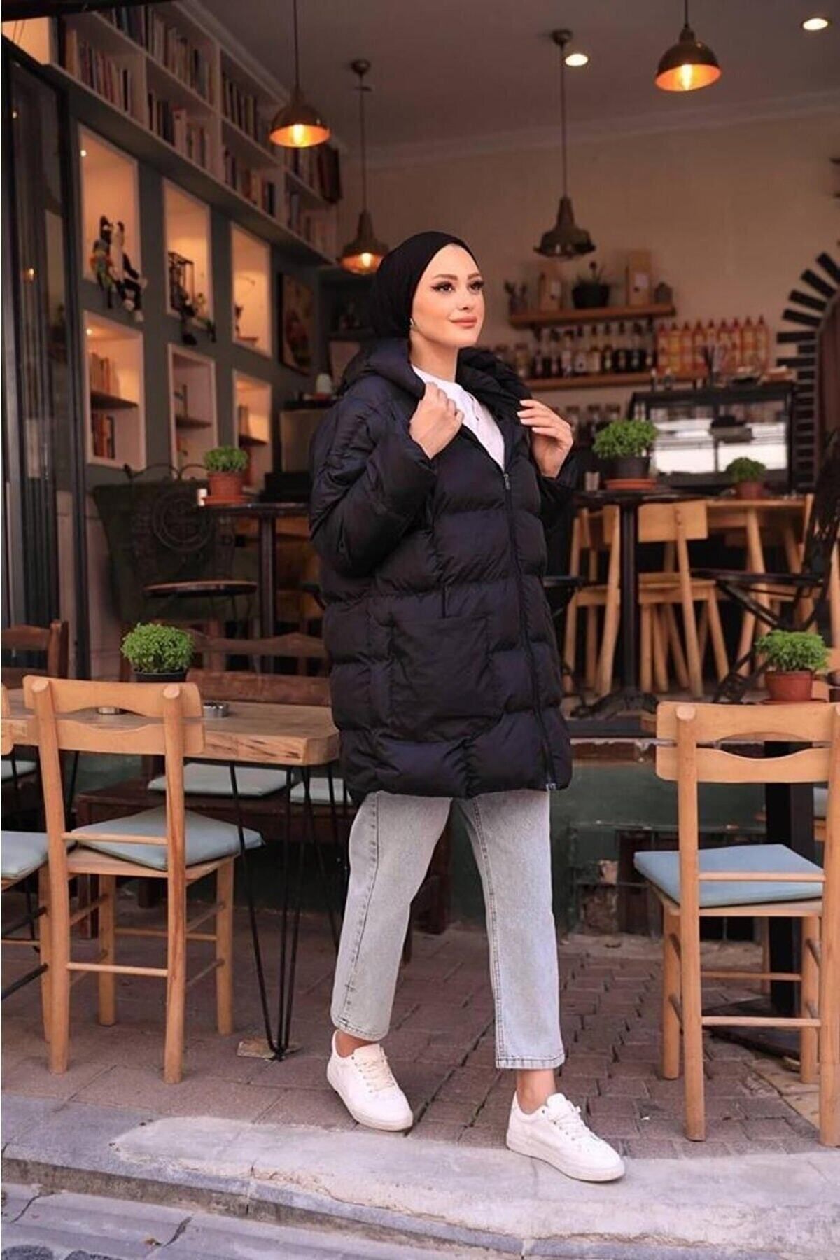 Kadın Siyah Şişme Oversize Mont Kadın Siyah Şişme Oversize Mont