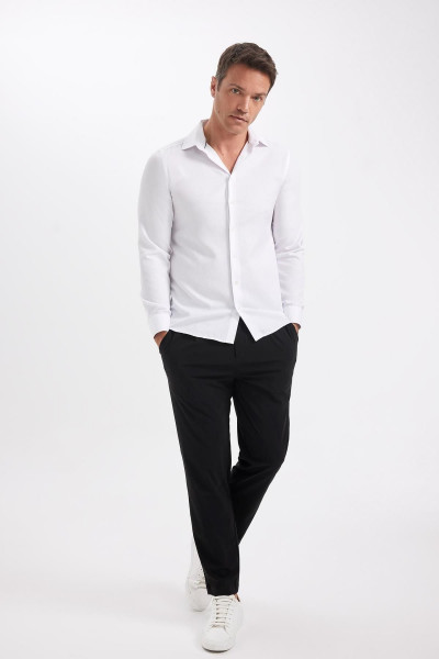 Modern Fit Polo Yaka Poplin Uzun Kollu Gömlek R4340AZNS