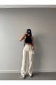 Krem Yüksek Bel Boyfriend Wide Leg Salaş Bol Paça Pantolon Krem Yüksek Bel Boyfriend Wide Leg Salaş Bol Paça Pantolon