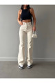 Krem Yüksek Bel Boyfriend Wide Leg Salaş Bol Paça Pantolon Krem Yüksek Bel Boyfriend Wide Leg Salaş Bol Paça Pantolon