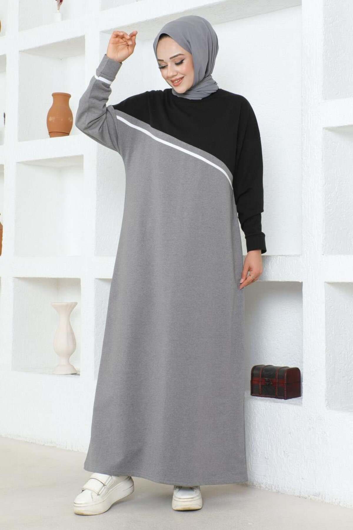 Şerit Detaylı Spor Elbise GRİ Şerit Detaylı Spor Elbise GRİ