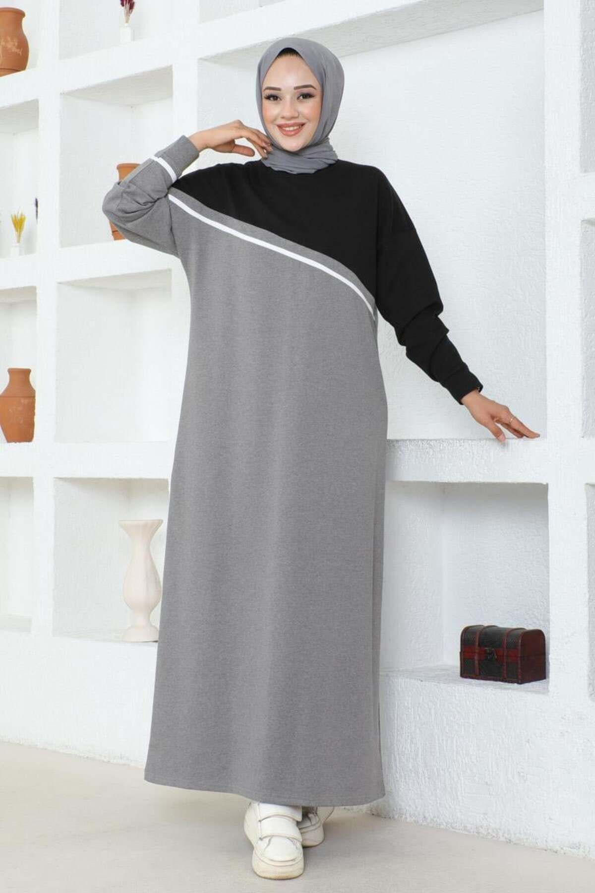 Şerit Detaylı Spor Elbise GRİ Şerit Detaylı Spor Elbise GRİ