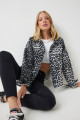 Kadın Siyah Ekru Leopar Desenli Denim Ceket VC00007 Kadın Siyah Ekru Leopar Desenli Denim Ceket VC00007