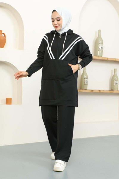 Şerit Detaylı Spor Takım  SİYAH