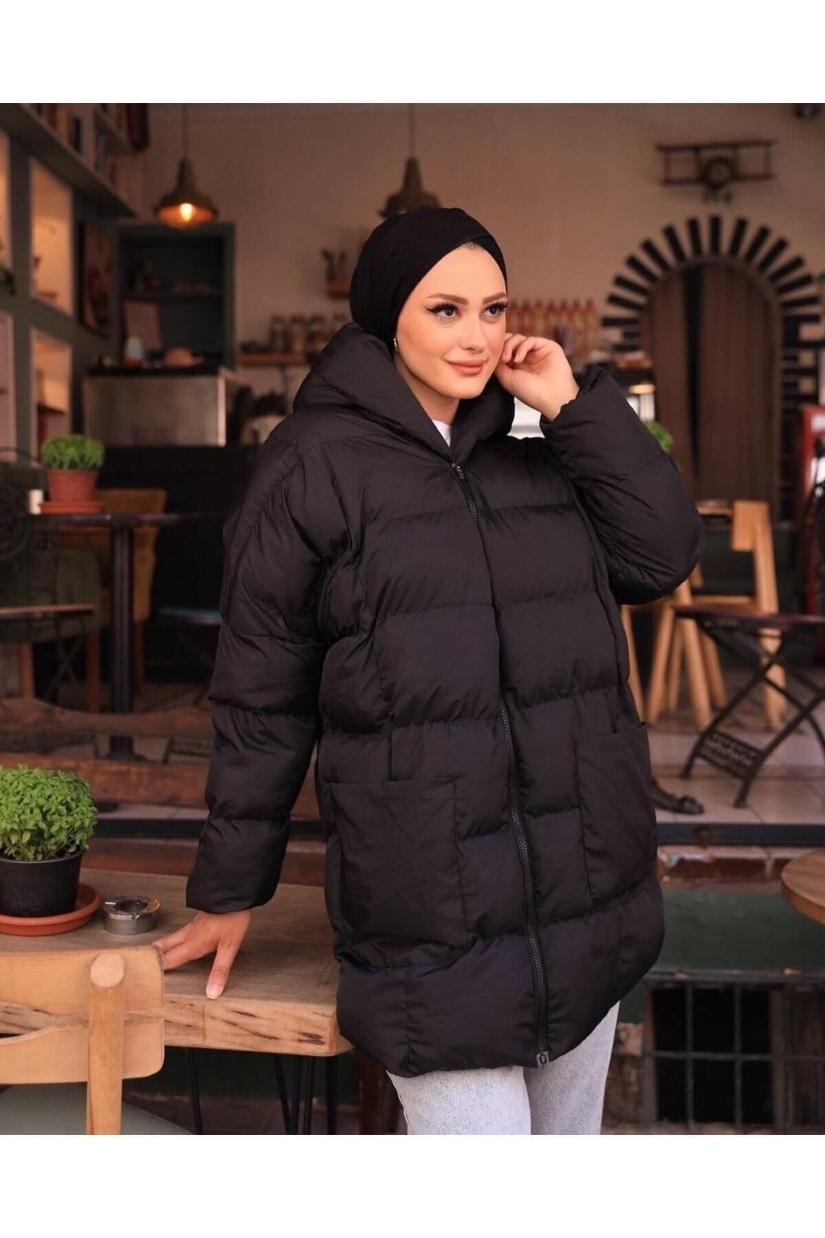 Kadın Siyah Şişme Oversize Mont Kadın Siyah Şişme Oversize Mont
