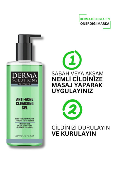 Derma Solutions Antı Acne Gel- Temizleme Jeli Yağlı/akneye Eğilim Gösteren Ciltler Parlama Karşıtı Derma Solutions Antı Acne Gel- Temizleme Jeli Yağlı/akneye Eğilim Gösteren Ciltler Parlama Karşıtı