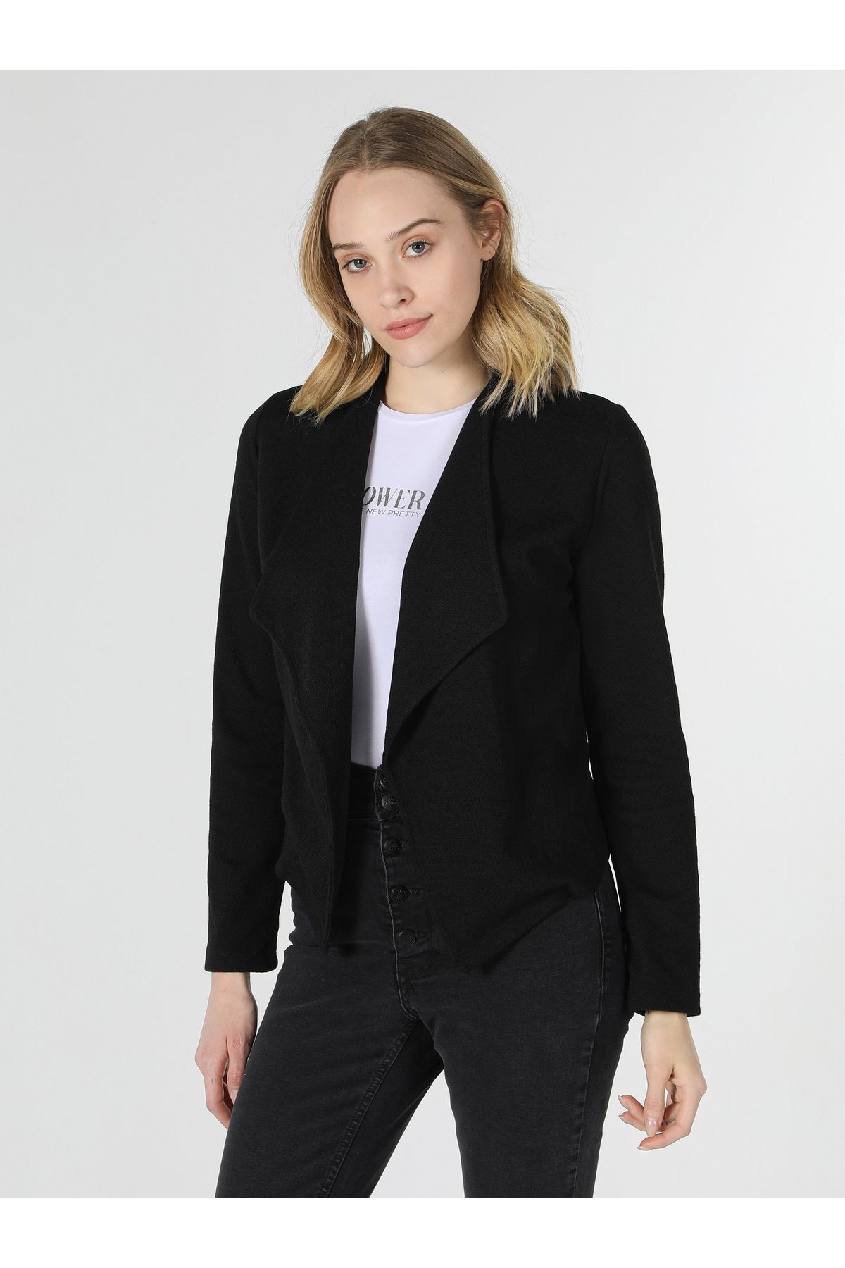 Regular Fit Blazer Siyah Kadın Ceket Cl1058178 Regular Fit Blazer Siyah Kadın Ceket Cl1058178
