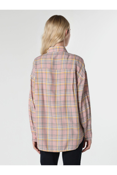 Regular Fit Kareli Cepli Pembe Kadın Uzun Kol Gömlek Cl1061047 Regular Fit Kareli Cepli Pembe Kadın Uzun Kol Gömlek Cl1061047