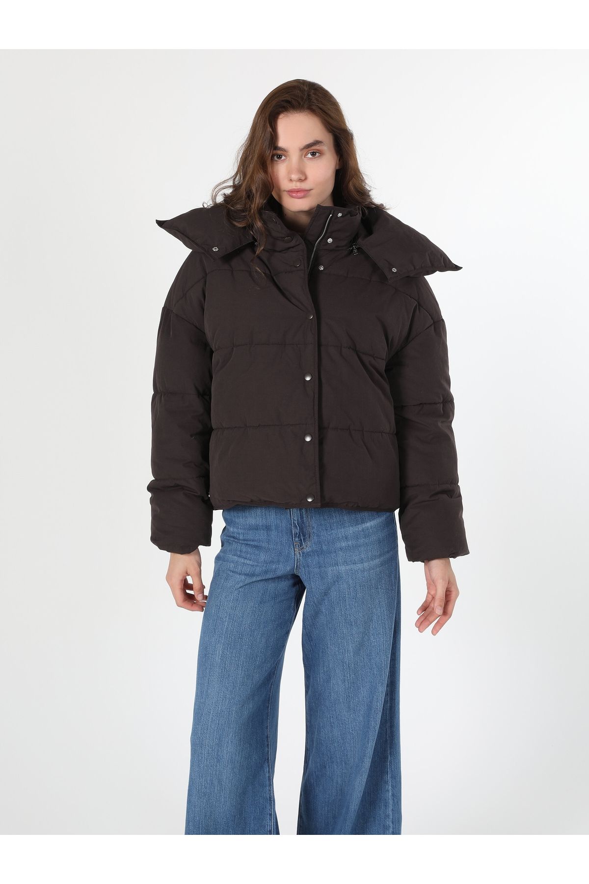 Regular Fit Şişme Kahverengi Kadın Mont Cl1060938 Regular Fit Şişme Kahverengi Kadın Mont Cl1060938