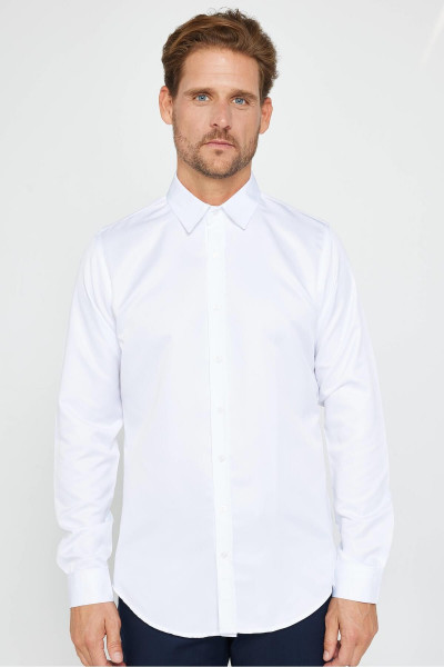 Slim Fit Uzun Kollu Kolay Ütü Teri Emen Nefes Alan Doku Kravatlık Dört Mevsim Beyaz Erkek Gömlek Slim Fit Uzun Kollu Kolay Ütü Teri Emen Nefes Alan Doku Kravatlık Dört Mevsim Beyaz Erkek Gömlek