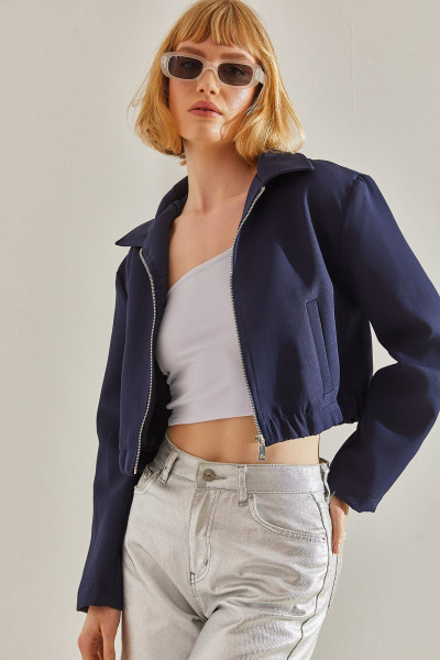 Kadın Yakalı Beli Lastikli Bomber Ceket 60251063
