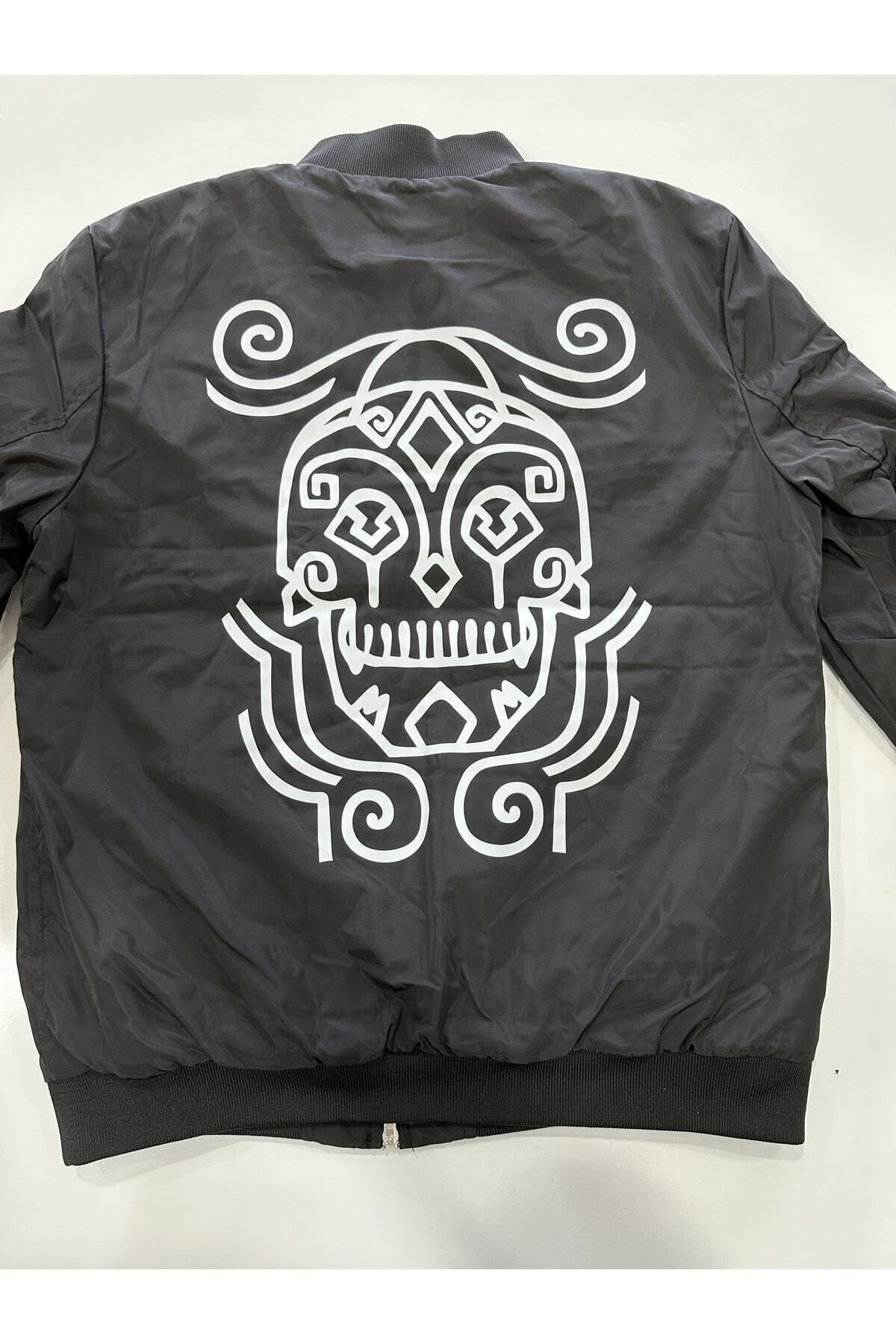 Skull Kurukafa Baskılı Bomber Ceket Skull Kurukafa Baskılı Bomber Ceket