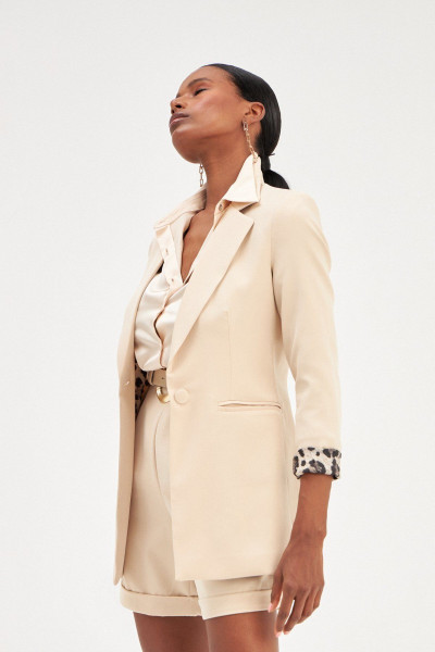 Mono Yaka Klasik Ceket - Bej