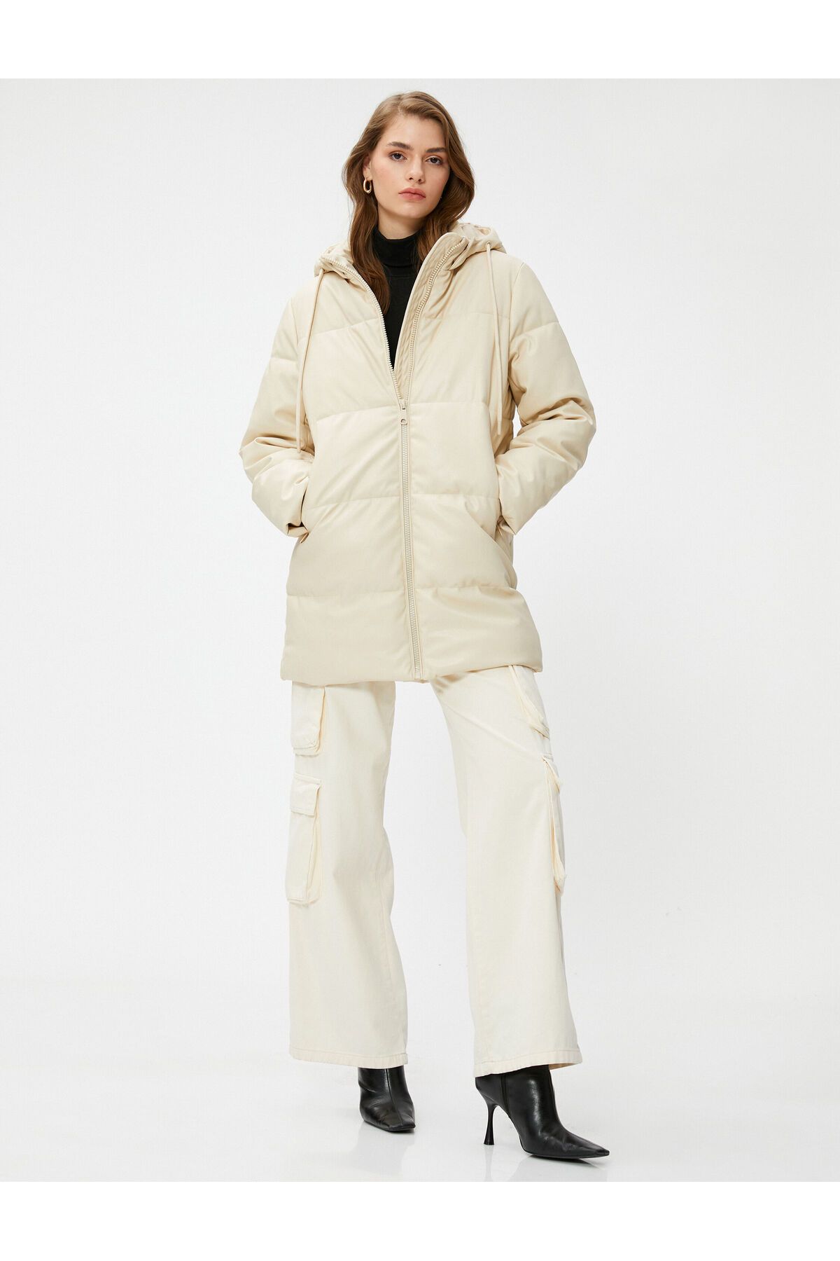 Şişme Mont Kapüşonlu Cepli Midi Boy Şişme Mont Kapüşonlu Cepli Midi Boy