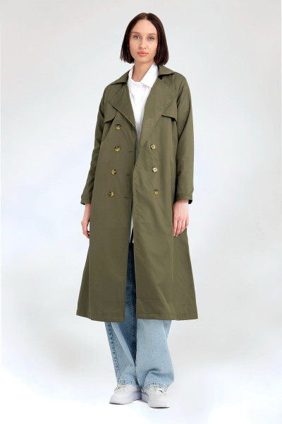 Şal Yaka Düğmeli Trençkot Haki Şal Yaka Düğmeli Trençkot Haki