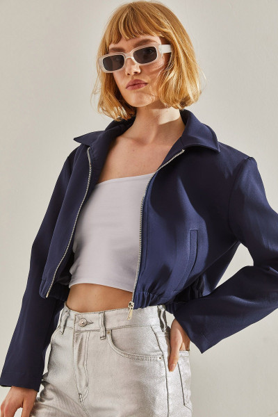 Kadın Yakalı Beli Lastikli Bomber Ceket 60251063