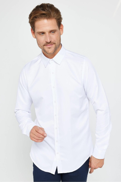 Slim Fit Uzun Kollu Kolay Ütü Teri Emen Nefes Alan Doku Kravatlık Dört Mevsim Beyaz Erkek Gömlek Slim Fit Uzun Kollu Kolay Ütü Teri Emen Nefes Alan Doku Kravatlık Dört Mevsim Beyaz Erkek Gömlek