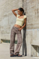 Leopar desenli straight fit pantolon Leopar desenli straight fit pantolon
