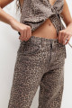 Leopar desenli straight fit pantolon Leopar desenli straight fit pantolon