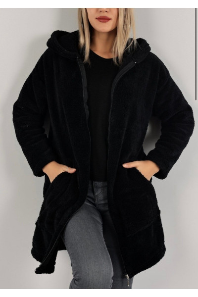 Siyah Kapüşonlu Yumoş Mont Siyah Kapüşonlu Yumoş Mont